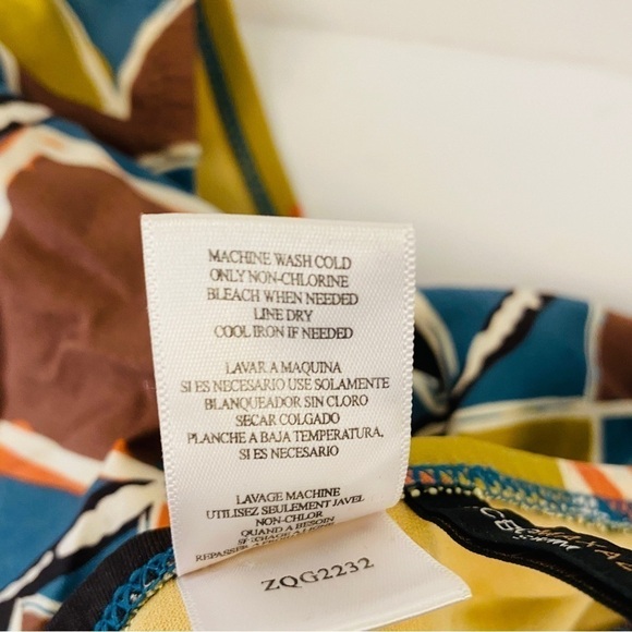 BCBGMAXAZRIA bathing suit bottom geometric bikini olive blue coral brown green - Picture 8 of 12